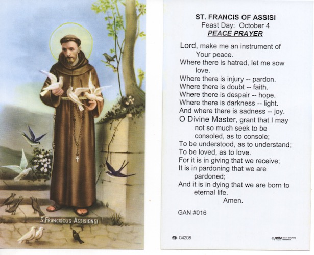 St. Francis of Assisi Paper Prayer Card – Peace Prayer – St. Bernard Books